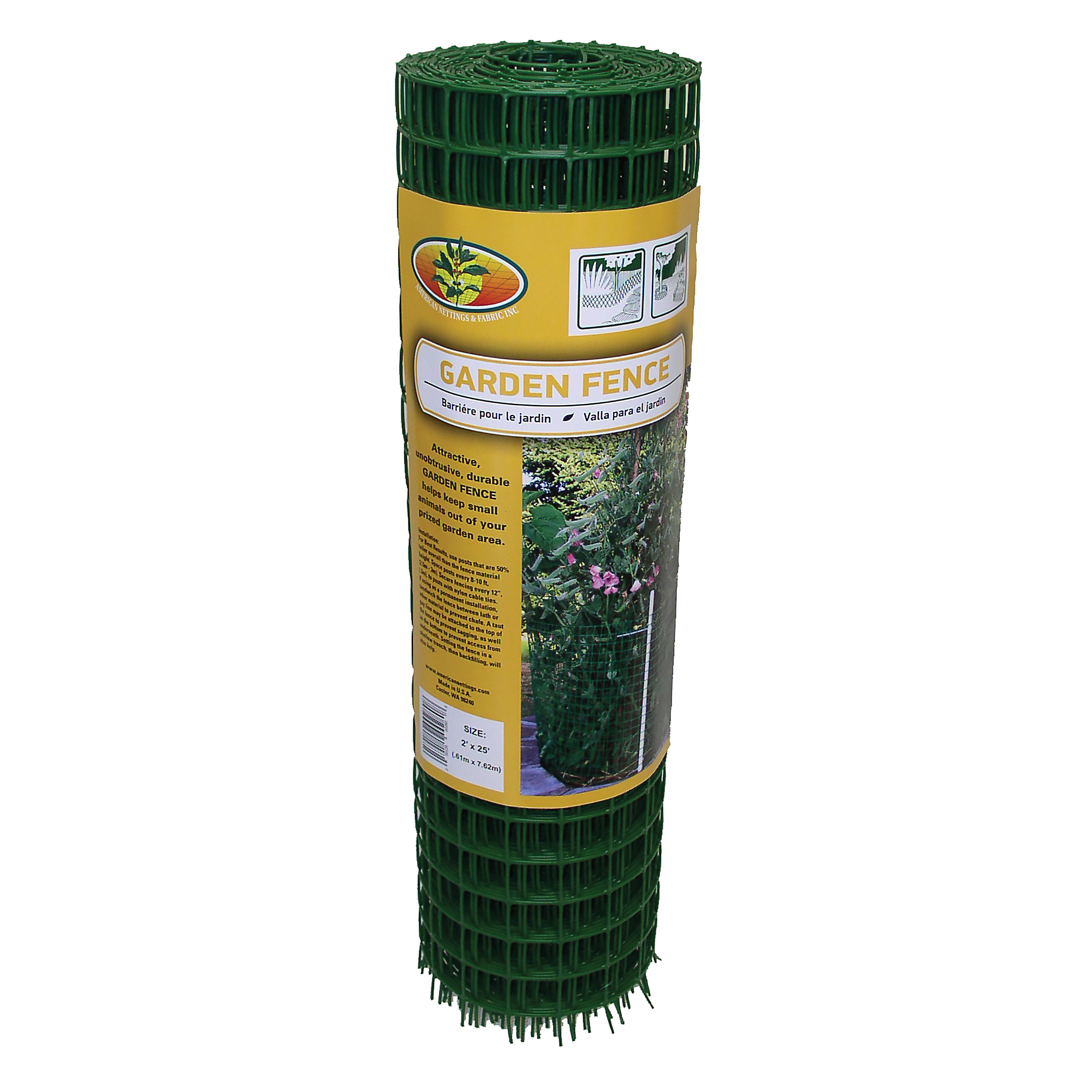 American Nettings & Fabric, Inc., Garden Fence 2ft.x25ft. (Green), Model# 00280